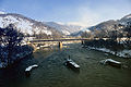 Der Vișeu in Bistra mit der Eisenbahnbrücke der Bahnstrecke Valea Vișeului–Borșa