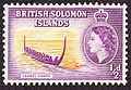 Image 6A 1956 half penny stamp of the British Solomon Islands