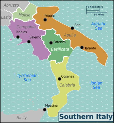 Map of Southern Italy