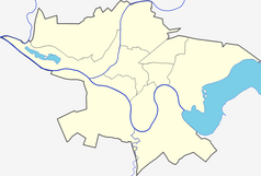 Mapa konturowa Kowna, w centrum znajduje się punkt z opisem „Stadion im. S. Dariusa i S. Girėnasa”