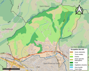 Carte en couleurs présentant l'occupation des sols.