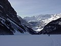 Lake Louise og isbreer om vinteren