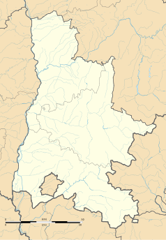 Mapa konturowa Drôme, po lewej znajduje się punkt z opisem „Savasse”