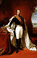 Peinture huile sur toile réalisée par Franz Xaver Winterhalter représentant le portrait de Napoléon III en costume d'apparat