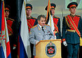 Defence Minister Sergey Shoigu delivering a speech on Military Intelligence Day