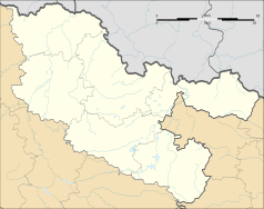 Mapa konturowa Mozeli, u góry po lewej znajduje się punkt z opisem „Florange”