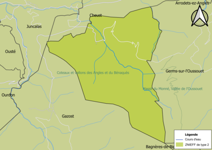 Carte de la ZNIEFF de type 2 sur la commune.