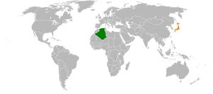 Mapa indicando localização da Argélia e do Japão.