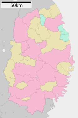 高田町の位置（岩手県内）