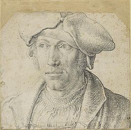 Lucas van Leyden, Portrait d'un homme aux cheveux frisés.