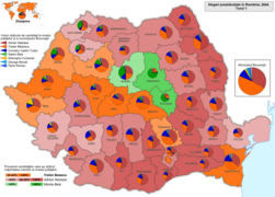 Distribuția geografică a voturilor pentru funcția de Președinte al României (primul tur)