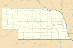 Mapa konturowa Nebraski, blisko prawej krawiędzi znajduje się punkt z opisem „OMA”