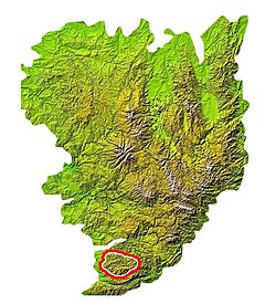 Mapa de localizacion dels monts de La Cauna.