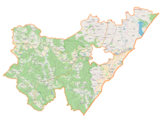 Mapa konturowa powiatu przemyskiego, po lewej znajduje się punkt z opisem „Kotów”