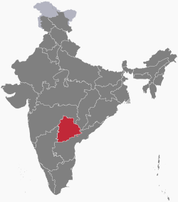 Telangan'ın Hindistan'daki konumu