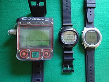 Three representative wrist-mount dive computers