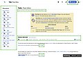 Annotated mockup showing the proposed design for desktop wikitext talk pages