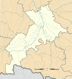 Mapa konturowa Górnej Garonny, po lewej nieco na dole znajduje się punkt z opisem „Montespan”