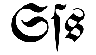 Uppercase (left) and lowercase (right) S in Fraktur. The middle character is ⟨ſ⟩, an archaic form of writing lower-case s in some positions.