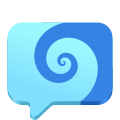 Embossed square speech balloon with blue vortex