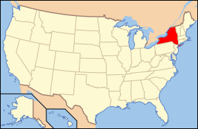 Map of the United States with New York highlighted