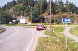 Road sign on the highway to Hell