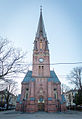 Paulus kirke på Grünerløkka i Oslo var den første bygningen som ble bygget etter Henrik Bulls tegninger. Kirken stod ferdig i . Foto: Tore Sætre