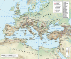 Rimsko cesarstvo okoli leta 117; vanj je spadala tudi provinca Britanija, v kateri so bile leta 125 stacionirane tri rimske legije