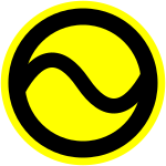 Symbol of Interlingue, a black tilde on a circular yellow background