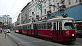 Die Linie 21 durch die Taborstraße, hier Fahrtrichtung Stadtzentrum, wurde 2008 zugunsten der U2 eingestellt; heute verkehrt hier die Linie 2.