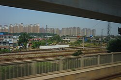 View of Shuangdunji in Changfeng from the Hefei–Bengbu high-speed railway