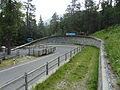 La curva "Horseshoe" in estate, sulla pista stagionale di Sankt Moritz-Celerina, in Svizzera