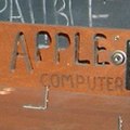 An example of an assembled Apple Computer "do-it-yourself" kit, complete with a wooden board with the words "Apple Computer" engraved on it