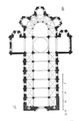 Saint-Etienne in Nevers, basiliek met koor, transept, kooromgang, transeptkapellen en straalkapellen