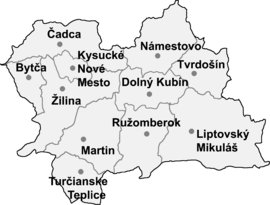 Mapa Žilinského kraja