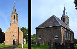 De kerk van Woltersum (voor- en achteraanzicht)