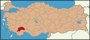 Localização da província de Burdur na Turquia