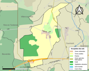 Carte en couleurs présentant l'occupation des sols.