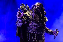 Mr Lordi on stage during a Lordi concert in 2024