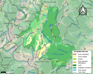 Carte en couleurs présentant l'occupation des sols.