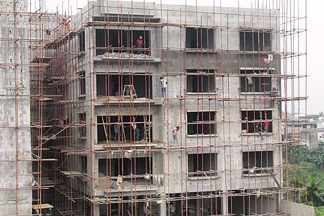 Immeuble en construction en Côte d'Ivoire.