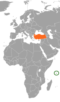 Haritada gösterilen yerlerde Seychelles ve Turkey