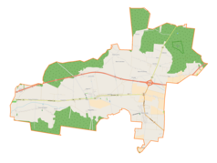 Mapa konturowa gminy Sokolniki, blisko centrum po prawej na dole znajduje się punkt z opisem „Walichnowy”