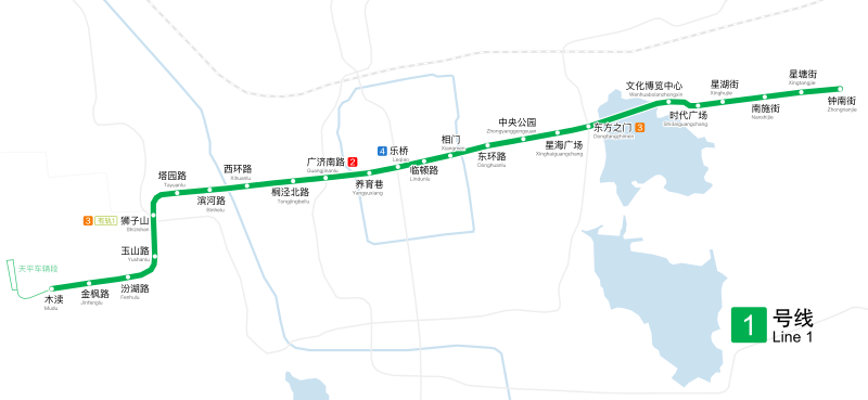 苏州轨道交通1号线线路图