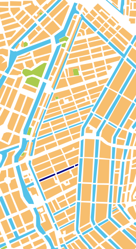 Locatie Lauriergracht (in donkerblauw)