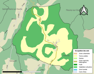 Carte en couleurs présentant l'occupation des sols.