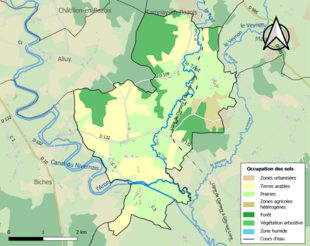 Carte en couleurs présentant l'occupation des sols.