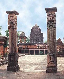 The Shantinath Temple columns in the fort show Jain monks