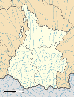 Mapa konturowa Pirenejów Wysokich, w centrum znajduje się punkt z opisem „Bordes”