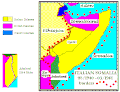 Image 27Map of Italian Somaliland in 1940, when was added the British Somaliland (after the previous addition of the Ogaden in 1936) (from History of Somalia)